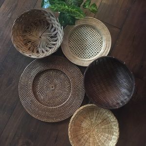 Vintage boho wall basket set